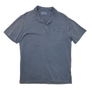Southern Tide Polo Shirt Mens L Large Faded Blue Vintage Wash Cotton Collared
